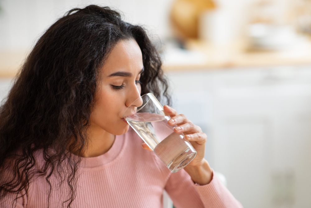 woman drinking water